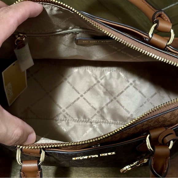 Michael Kors Austen Brown Luggage Medium Satchel Bag - Picture 7 of 14